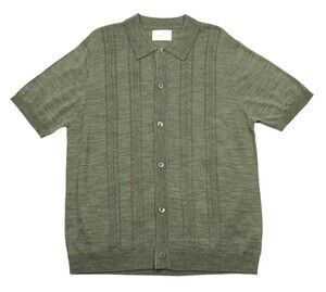 NN07 Thor Polo Shirt Mens XL Green Wool Blend Knit Button Front Cardigan